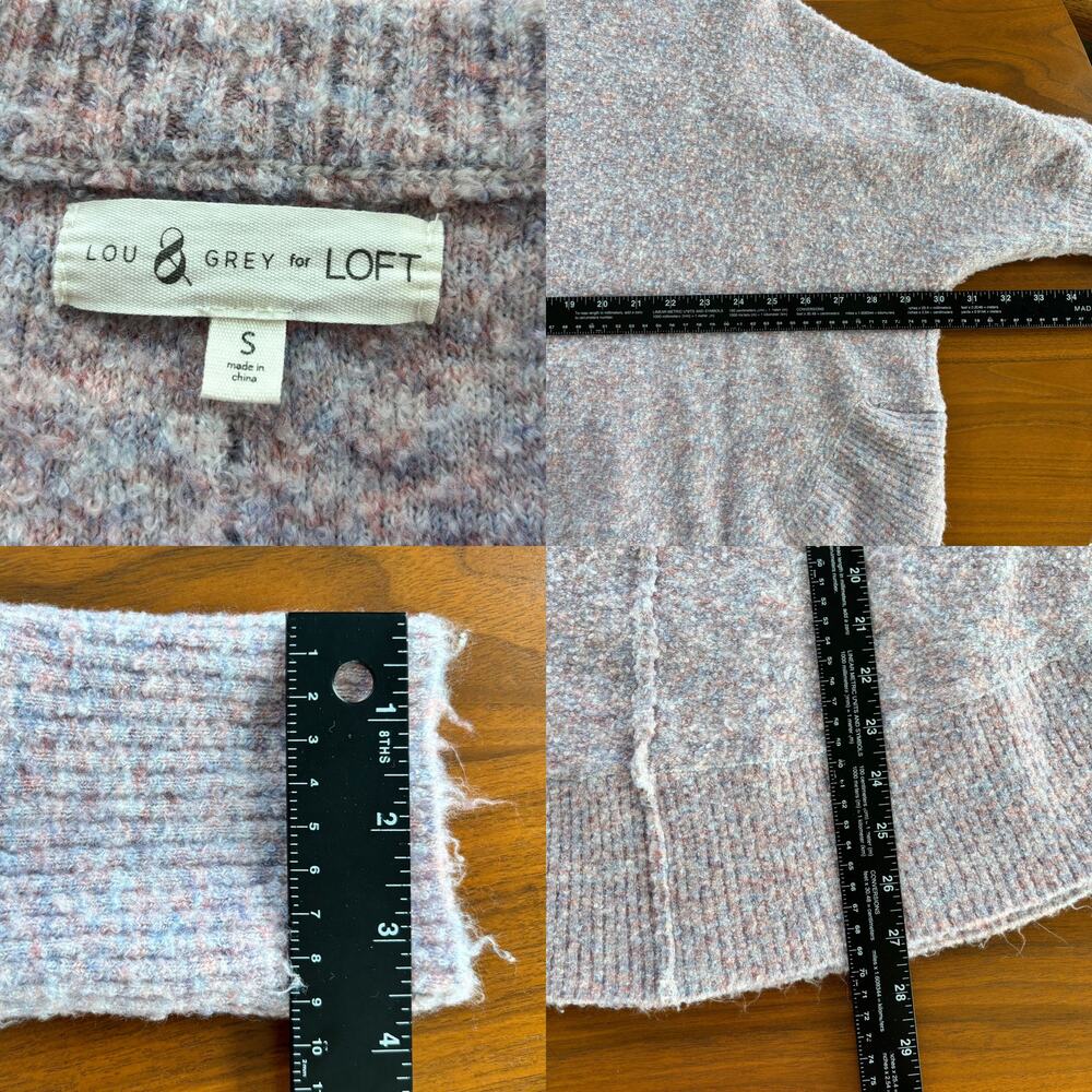 Lou & Gray Loft Pink Marble Heathered Knit Sweater Quarter Sleeve Poncho Style S - Picture 5 of 7